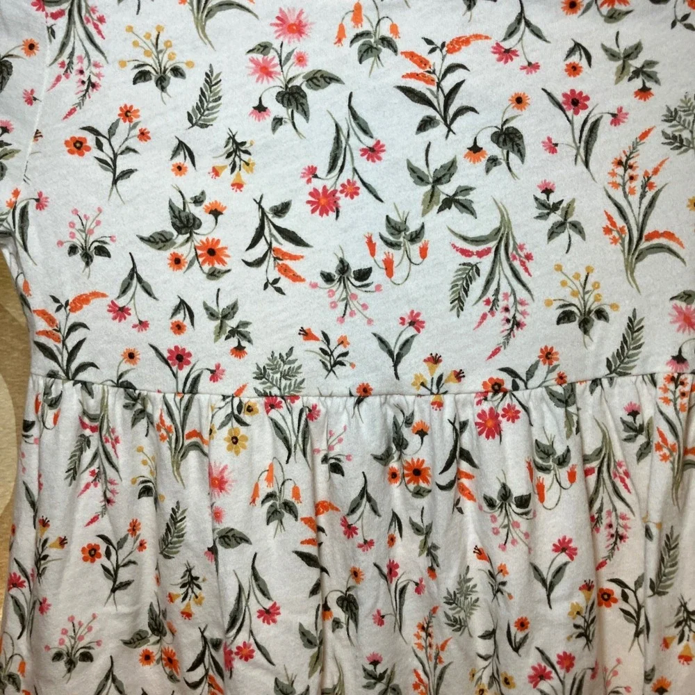 Old Navy Girls Size 5T Floral Long Sleeve Dress White Pink Orange Green Dress